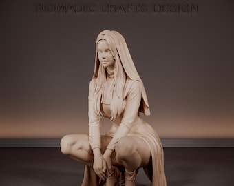 しゃがむ女性のフィギュア_STLファイル