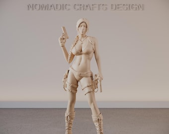 Lara Croft in Dual Pistols Standing Fan-Art Figurine_File STL