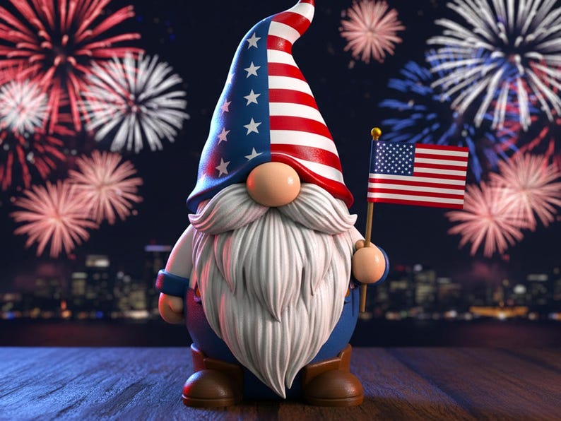 4th of July Gnome STL File | Patriotic Gnome With American Flag ...