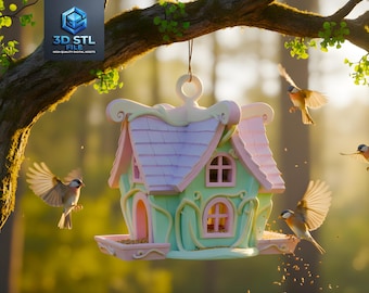 Vogelhaus STL | Vogelhaus STL 3D Print | Hängendes Vogelfutterhaus Modell | Gartenvogelhäuschen | DIY Outdoor Dekor | Sofortdownload