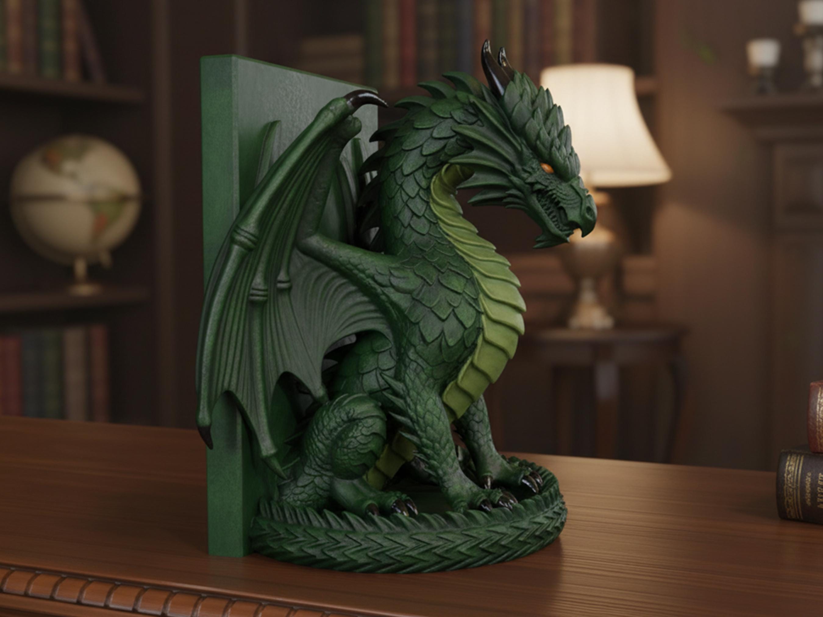 3D Printable Dragon Bookend STL File | Fantasy Shelf Decor (digital ...