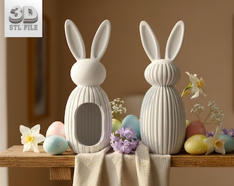 Modern Easter Bunny Figurines STL Bundle | 3D Print Files