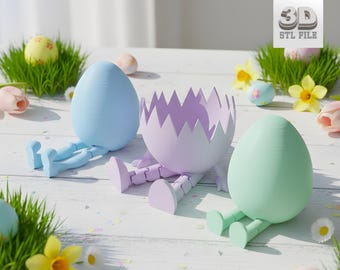Flexi Easter Egg STL Bundle | 3 Articulated Print-in-Place Designs (Digital Download)