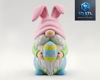 Osterzwerg 3D STL-Datei | Pastel Bunny Dekor (Digitaler Download)