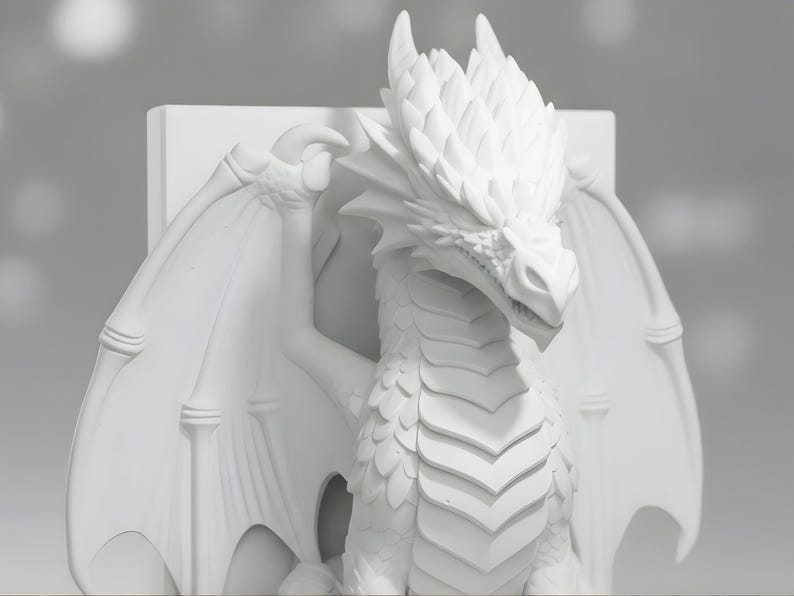 3D Printable Dragon Bookend STL File | Fantasy Shelf Decor (digital ...