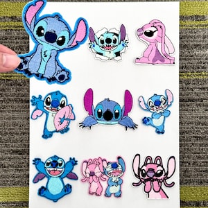 Stitch och hans vänner tygmärken, Stitch strykmärken, tygmärken för jackor, logotyp ryggtygmärke, tygmärken för mössor