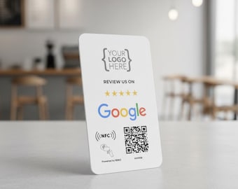 Tap to Review - Google NFC QR Code Card - PVC Card - With Your Own Logo