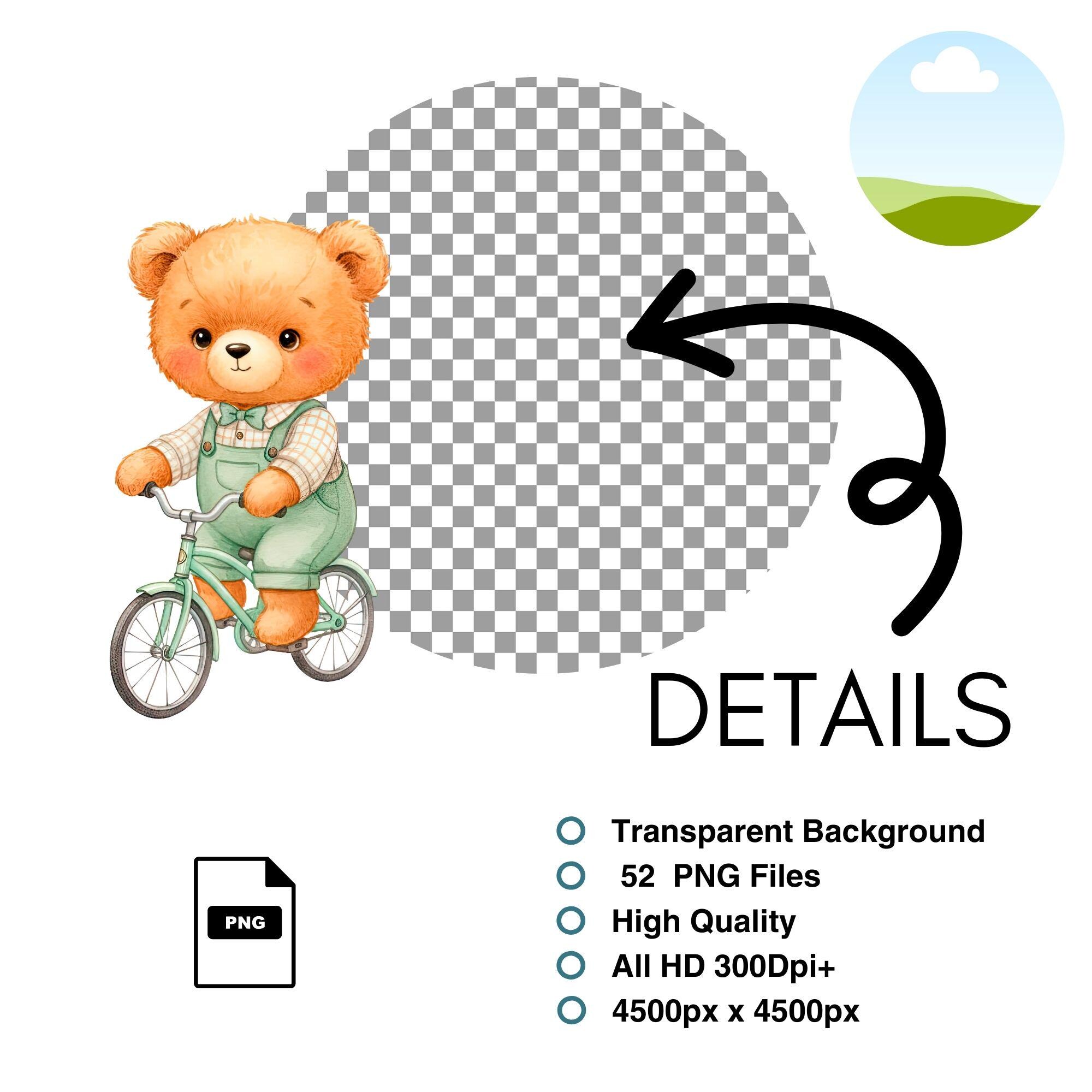 Watercolor Green Teddy Bear Clipart PNG Bundle, Nursery Teddy Graphic ...