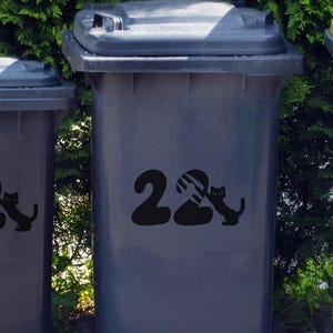 Personalised Cat Scratch Wheelie Bin Sticker | Custom House Number Decal | Vinyl Label