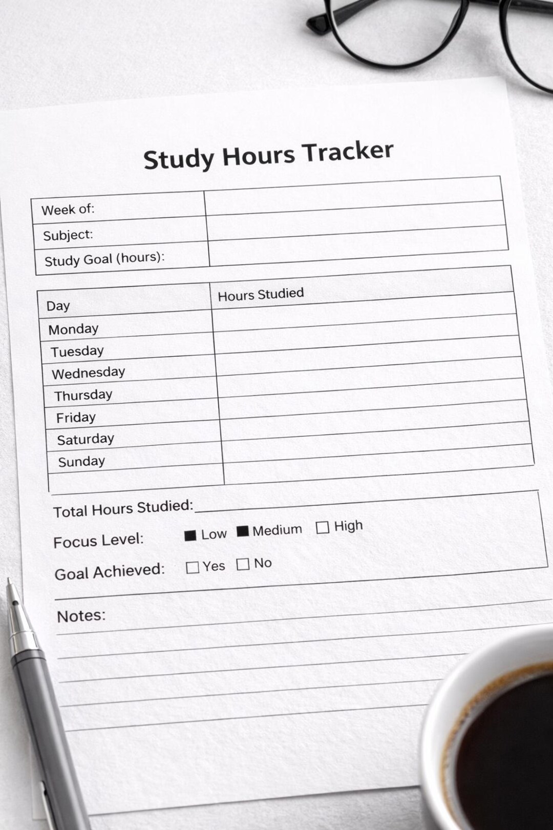 Study Hours Plan Process Study Hours Tracker Printable PDF | Weekly Study Time Log for Students ...