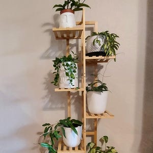 Tall Bamboo Plant Stand: 6-Tier Indoor Shelf for 7 Pots, Natural Home Decor