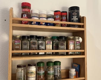 3 Tier Bamboo Spice Rack, Countertop Wall Mount Organizer Shelf