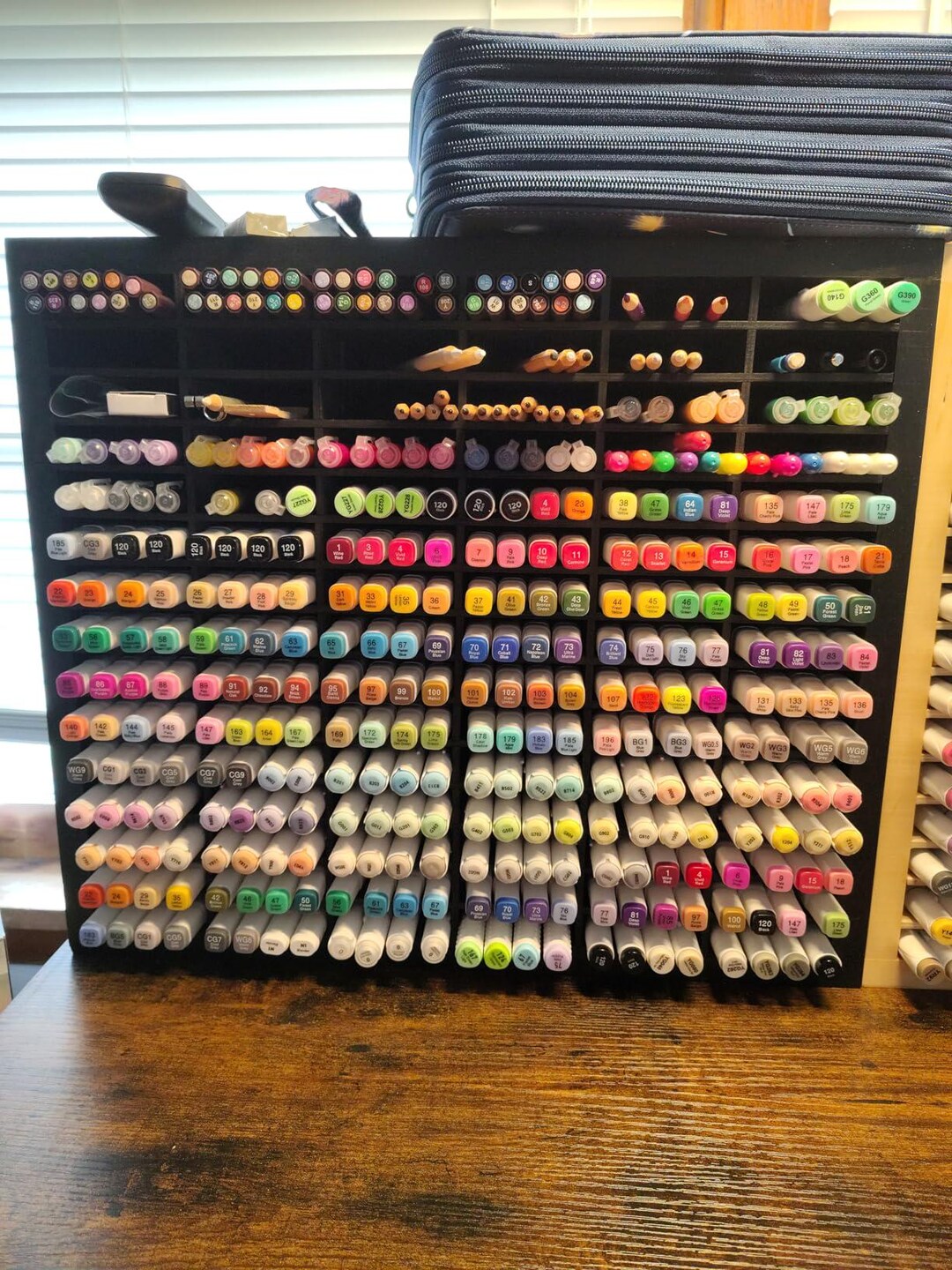 Wooden Marker Holder, Stackable Art Supply Rack, Desk Organizer for ...
