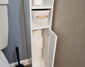 Slim Corner Storage Cabinet, Narrow Bathroom Organizer, Engineered Wood Shelf Holder