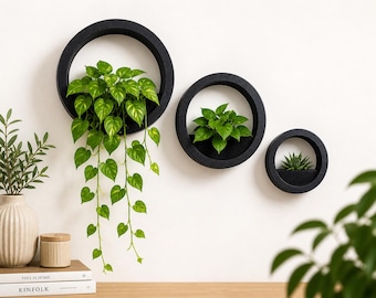 Modern Round Wall Planter – Minimalist Indoor Plant Holder – Wall Mounted Plant Pot