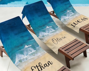 Ocean Beach Personalized  Towel, Custom Name Pool Towel, Monogrammed Bath Towel, Summer Vacation Towel,Bridesmaid Gift,Birthday Picnic Towel