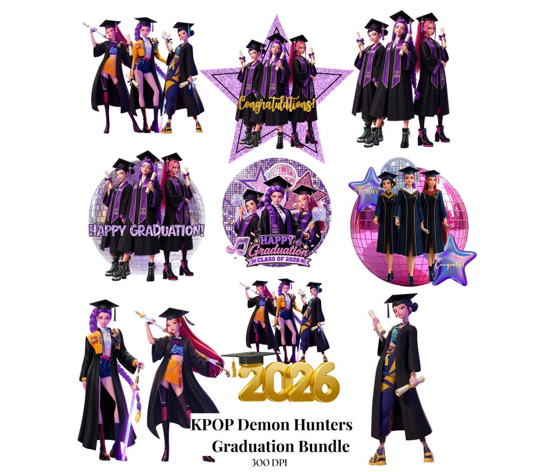 Huntrix Graduation Cap Paquete de 15 imágenes PNG de Kpop Huntrix para graduación / Imágenes ...