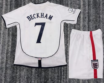 Retro Engeland Beckham #7 kindertrui | Voetbaltenue WK 2002, gepersonaliseerd
