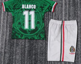 Aangepaste Mexico WK-trui 1998 | Blanco #11 retro voetbaltenue