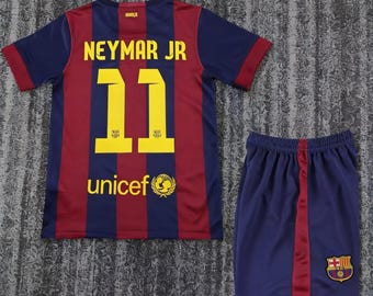 Retro Barcelona Neymar Jr #11 voetbalshirt en shorts voor kinderen – set van ademend polyester
