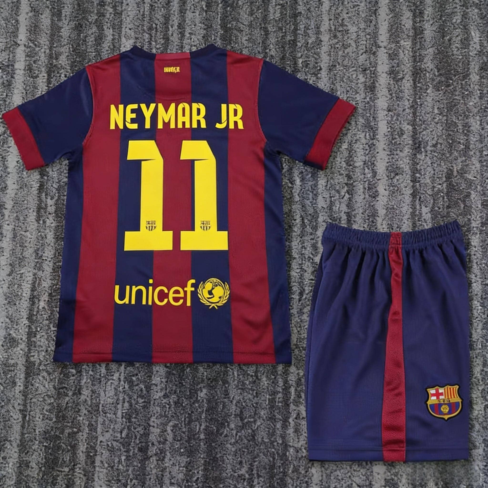 Flocage Neymar Jr FC Barcelone 2015-2016, Maillot Extérieur Junior Bleu, Officiel Footpress