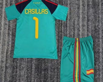 Vintage Casillas #1 keepersshirt en shorts uit Spanje uit 2010