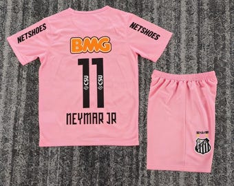 Vintage Santos roze Neymar Jr 11 retro voetbaltenue voor kinderen