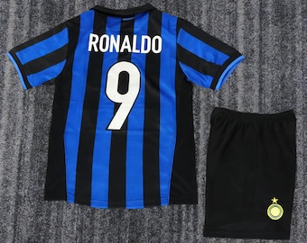 Custom Inter Milan Ronaldo #9 kindershirt | Vintage voetbaltenue 98-99