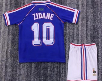 Aangepaste Zidane #10 Frankrijk-trui voor kinderen | Retro voetbaltenue WK 1998