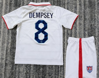 Gepersonaliseerde Amerikaanse Dempsey-jersey voor kinderen | Retro voetbaltenue WK 2014