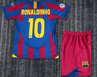 Retro Barcelona Ronaldinho-trui voor kinderen | Gepersonaliseerde voetbalcadeau
