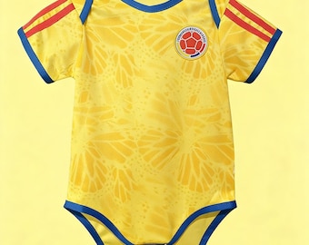 Body con maglia da calcio per neonati della Colombia / Nome e numero personalizzati / Kit da calcio retrò per neonati