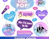 KPOP Photo Booth Props Printable, Birthday Party Decorations (Digital Download)
