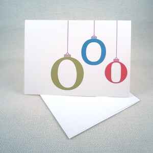 Biglietto di auguri natalizi con ornamenti a forma di lettera O - Set da 6