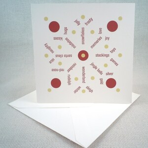 Square Snowflake Card Created Using Christmas Words - Set of 6