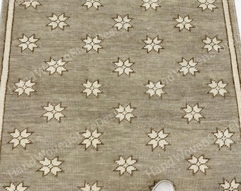 Tapete Oushak bege com estampa de estrelas, 6x9/8x10/9x12, feito à mão em lã turca, tapete tradicional para sala de estar, tapete turco Oushak de lã feito à mão, tapete para quarto.