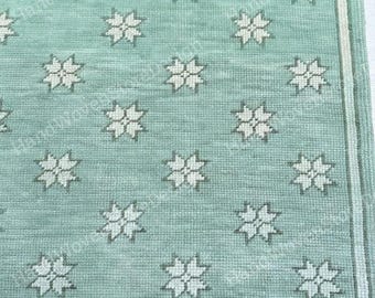 Tapete verde-água feito à mão, tapete floral de lã, tapete boho moderno, tapete artesanal para sala de estar e quarto, tapete Bhadohi sob medida