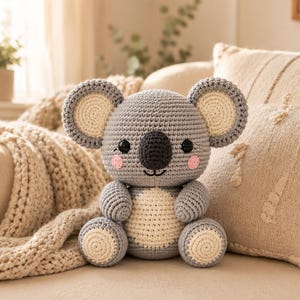 Koala Amigurumi PDF Pattern, No Sew Plushie Tutorial, Beginner Crochet Animal Toy