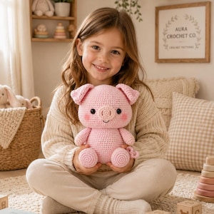 Nasse Amigurumi PDF-mönster, enkel virkad plyschhandledning, bondgårdsdjursleksak för nybörjare