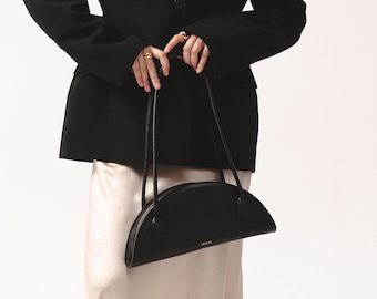 Leather Shoulder Bag from Italian leather, handcrafted in EU, Poland, 5 color options | Amber