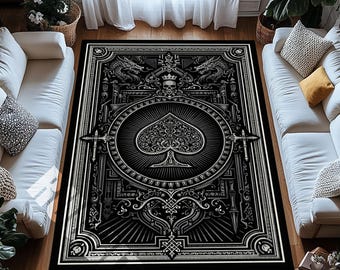 Spade Symbol Area Rug Gothic Playing Card Decor