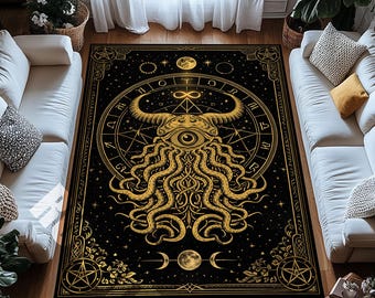 Cosmic Eye Octopus Digital Print Rug Zodiac Gothic Decor