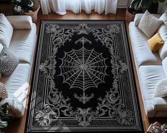 Gothic Spider Web Rug, Dark Victorian Home Decor