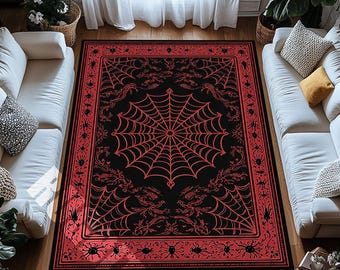 Gothic Spinnennetz Teppich Digitaldruck Dunkler Halloween Stil Teppich