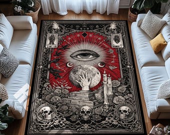 Occult All Seeing Eye Digital Print Area Rug Gothic Mystic Decor