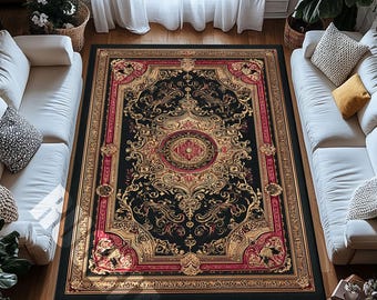 Baroque Digital Print Rug - Washable Luxury Non Slip Area Carpet