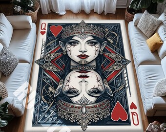 Queen of Hearts Gothic Digital Print Area Rug