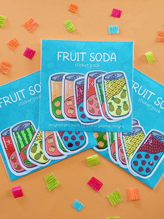Fruit Soda Sticker Pack | Waterproof Vinyl Stickers | Soda Stickers | Sticker Pack | Fruit Stickers | Laptop Sticker | Phone Case Sticker Il_570xn