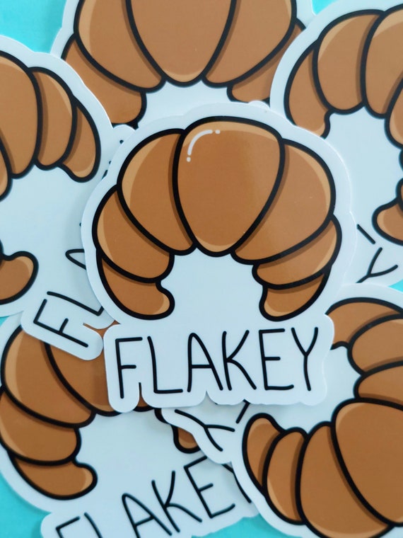 Flakey Croissant Sticker | Waterproof Vinyl Sticker | Food Sticker | Bakery Sticker | Pun Sticker | Laptop Sticker | Phone Case Sticker Il_570xn