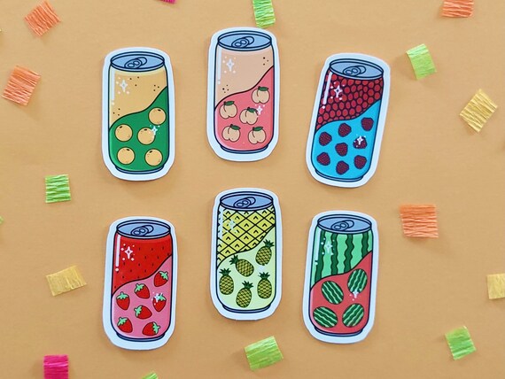 Fruit Soda Sticker | Waterproof Vinyl Sticker | Water Bottle Sticker | Soda Sticker | Laptop Sticker | Phone Case Sticker Il_570xn